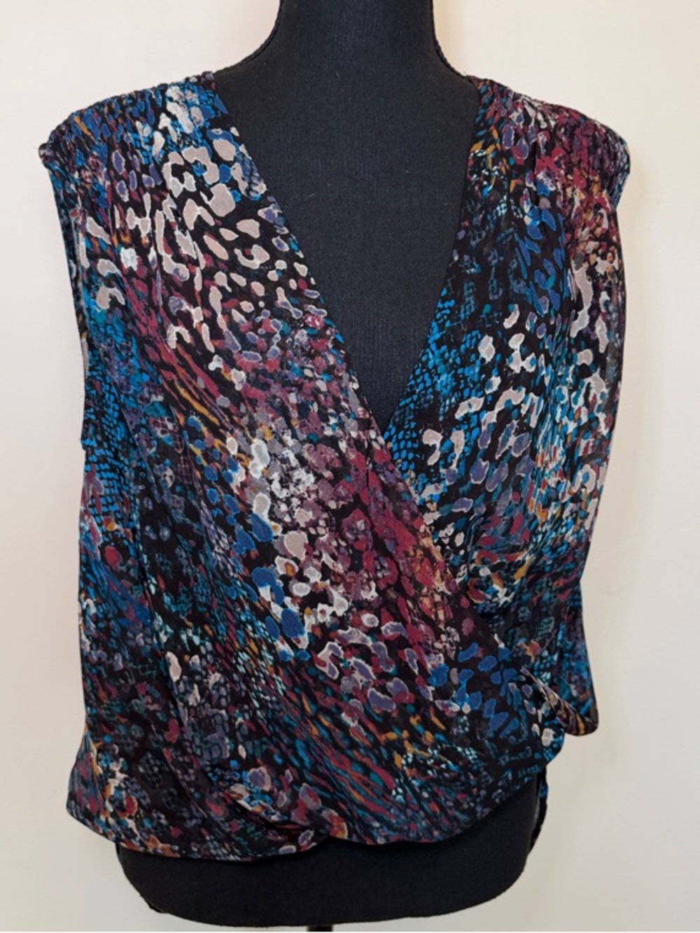 bebe Multicolor Animal-Print Wrap Camisole - Blue, Purple, Black, Cream